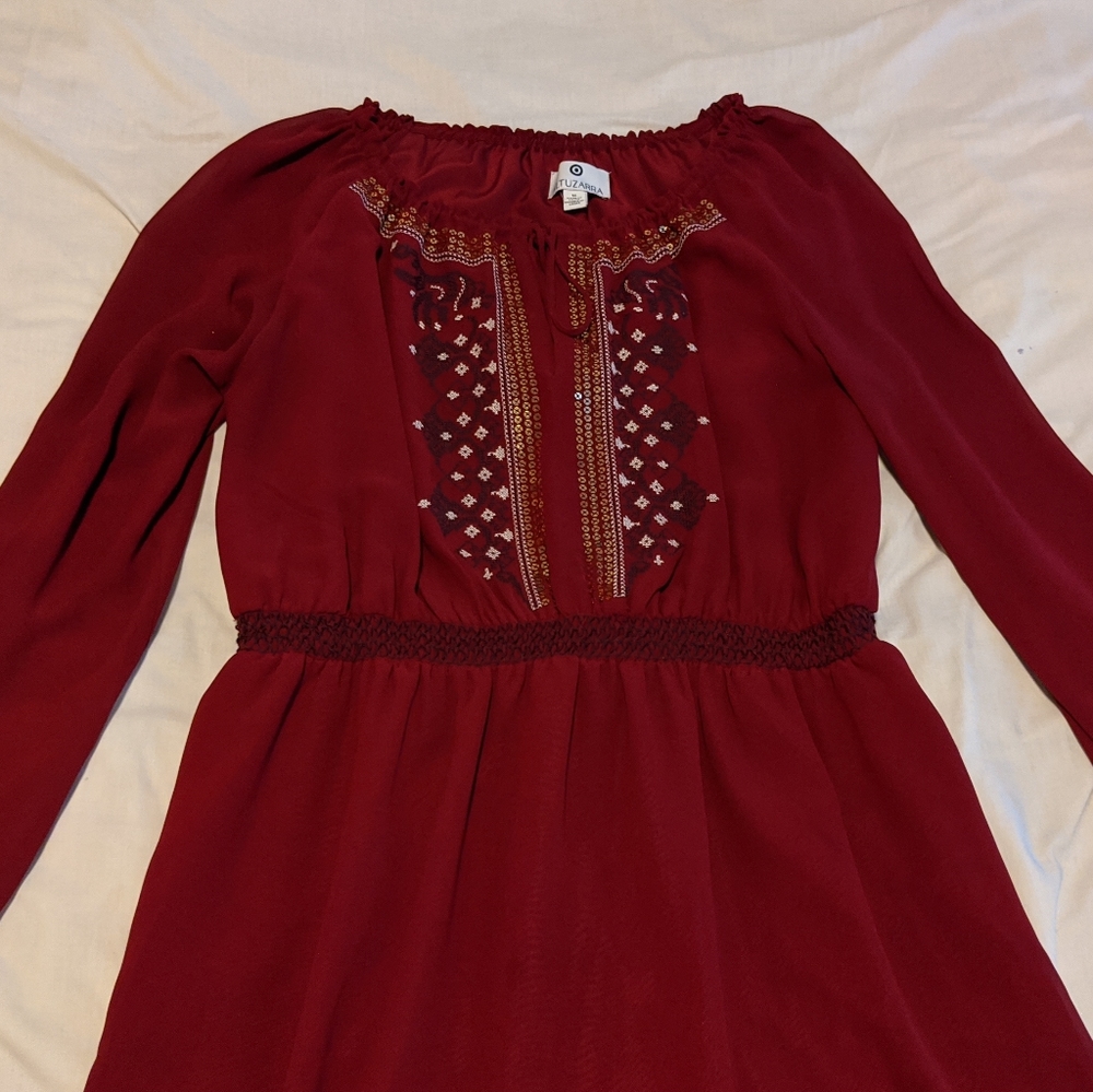 Altuzarra red and gold party dress